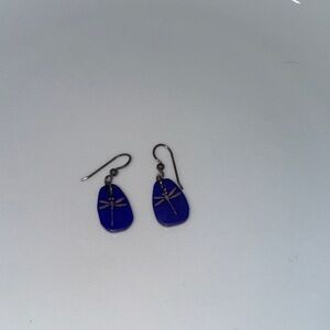 Blue Dragonfly Drop Earrings for Women